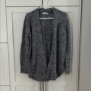 LOFT Marled Black and Gray Cardigan